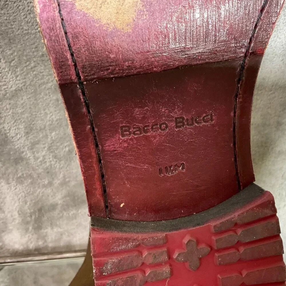 BACCO‎ BUCCI Men's Shoes Italian Leather Chelsea Harness Boots Size 11.5 Brown